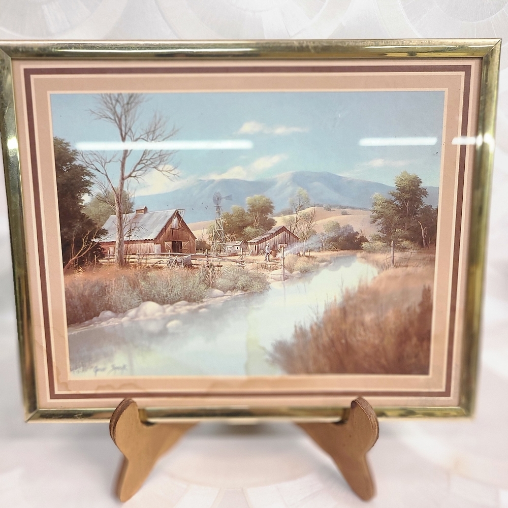 Gene Speck Vintage Lithograph Western Print Picture Farmhouse Barn Windmill